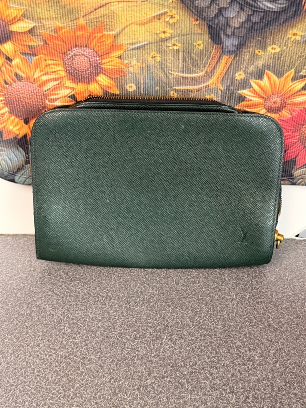 Louis Vuitton dark green  Leather Clutch